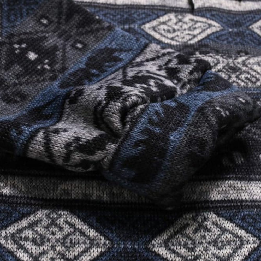 Sudadera Hombre con Capucha y Estampado Geométrico