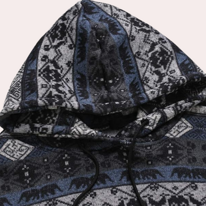 Sudadera Hombre con Capucha y Estampado Geométrico
