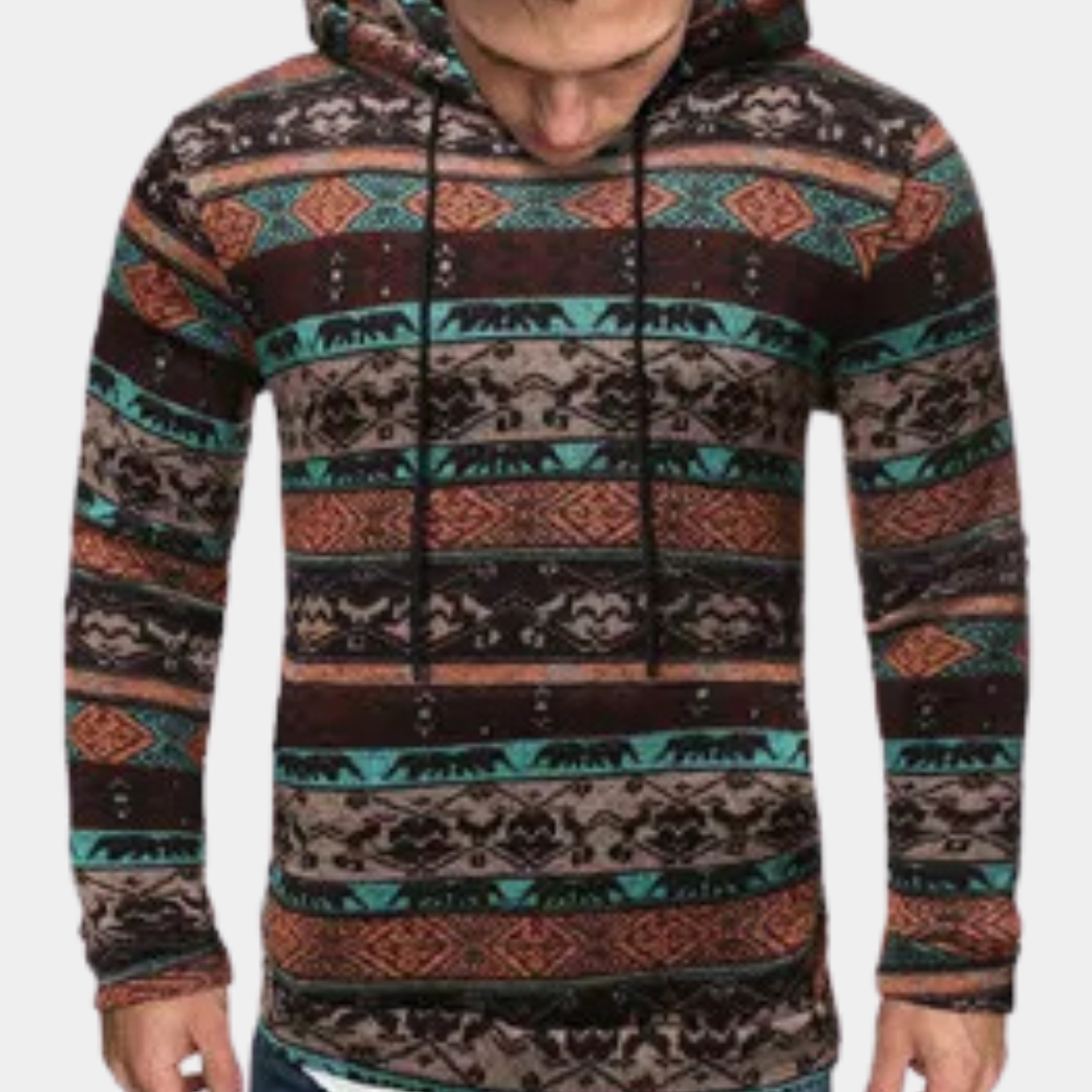 Sudadera Hombre con Capucha y Estampado Geométrico
