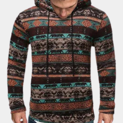 Sudadera Hombre con Capucha y Estampado Geométrico