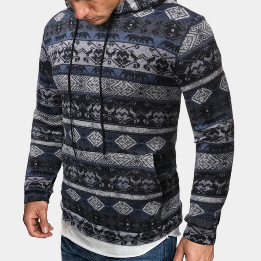 Sudadera Hombre con Capucha y Estampado Geométrico - Mavetta