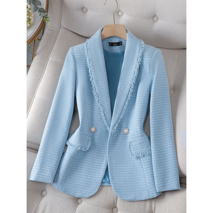 Blazer Mujer Tela Texturizada Flecos Ajuste Estiloso - Mavetta