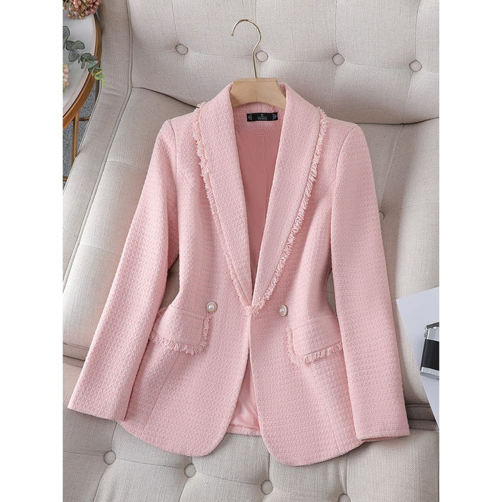 Blazer Mujer Tela Texturizada Flecos Ajuste Estiloso