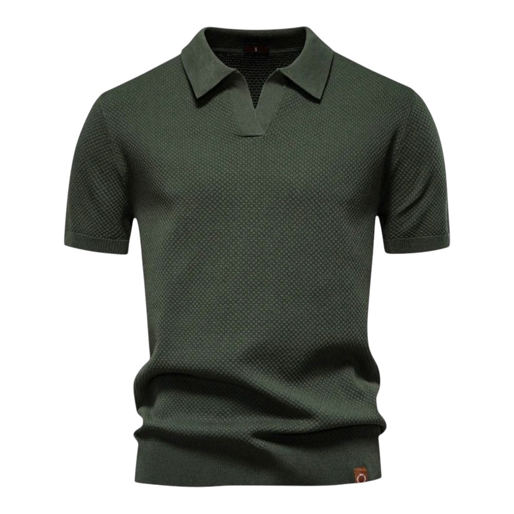Polo Hombre Textura Estructurada Cuello Abierto