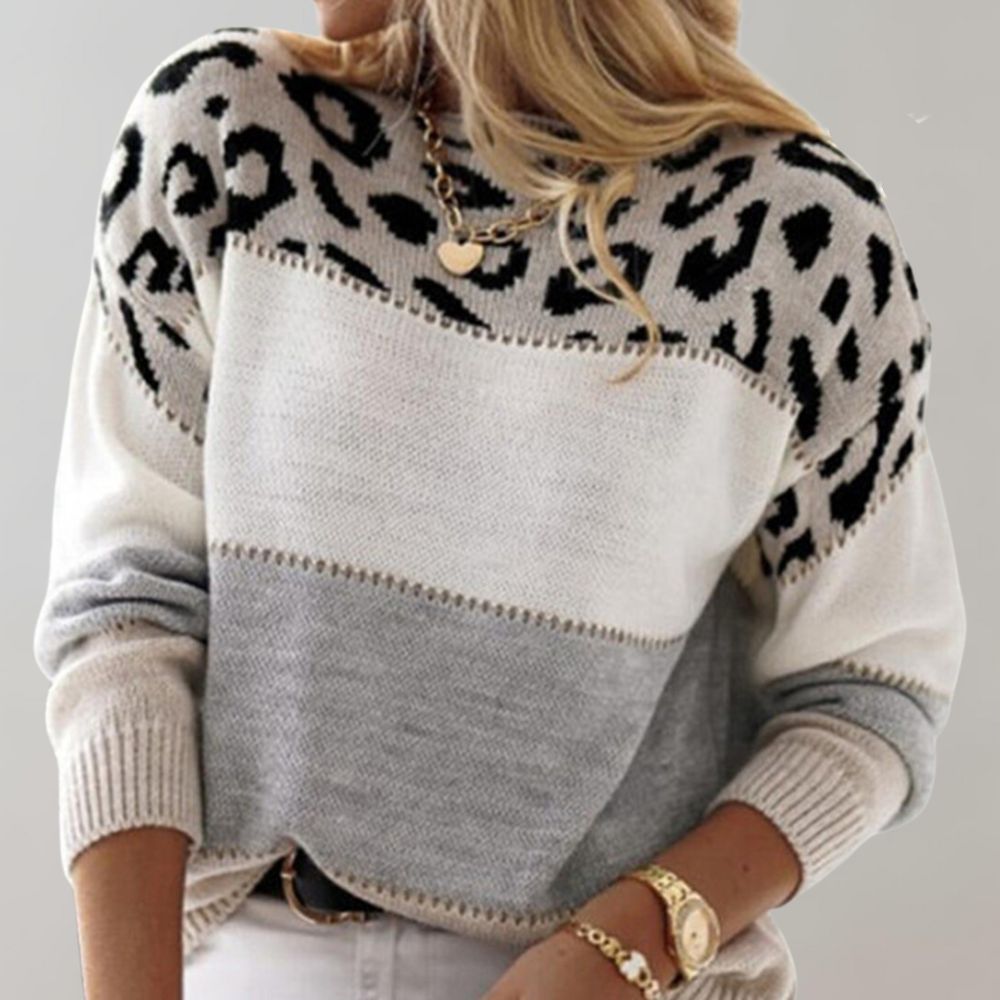 Jersey mujer de punto estampado animal corte cómodo - Mavetta