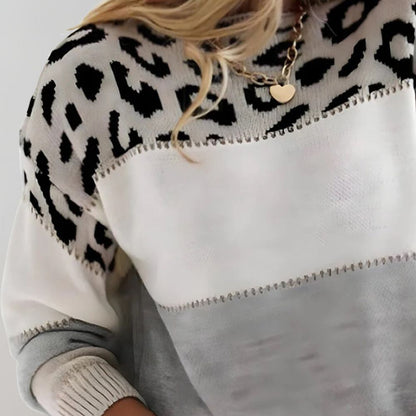 Jersey mujer de punto estampado animal corte cómodo