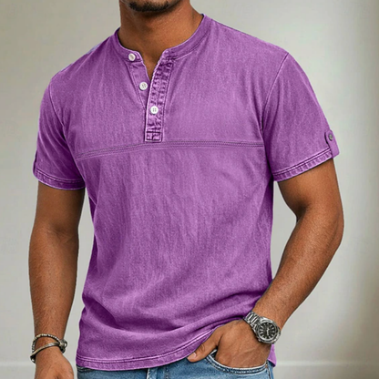 Camisa Hombre Casual Manga Corta Cuello Mao Ligera