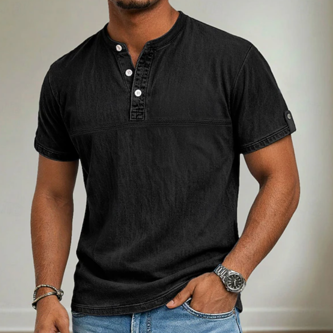 Camisa Hombre Casual Manga Corta Cuello Mao Ligera