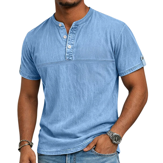 Camisa Hombre Casual Manga Corta Cuello Mao Ligera - Mavetta