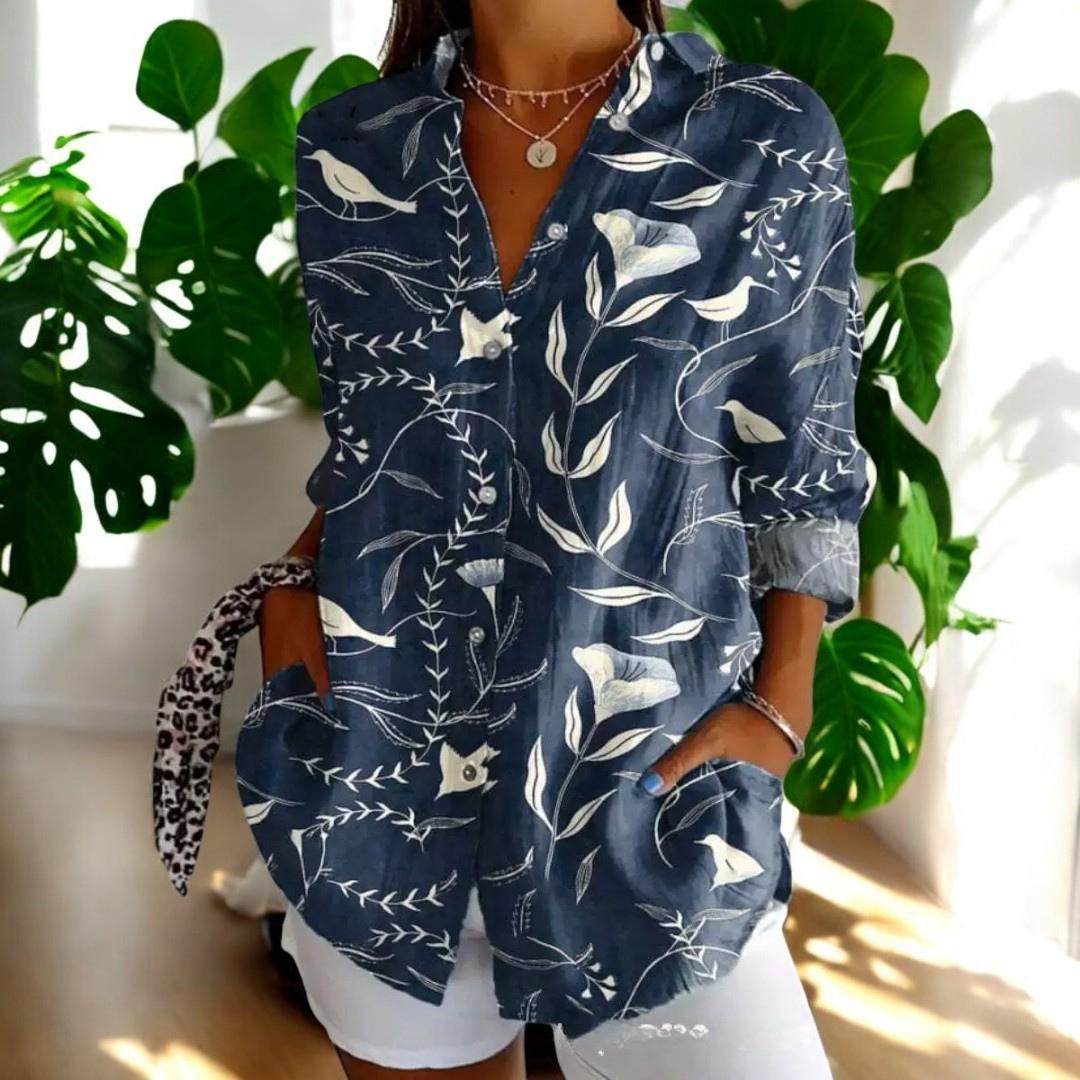 Blusa Mujer Fluida Botones Estilo Relajado