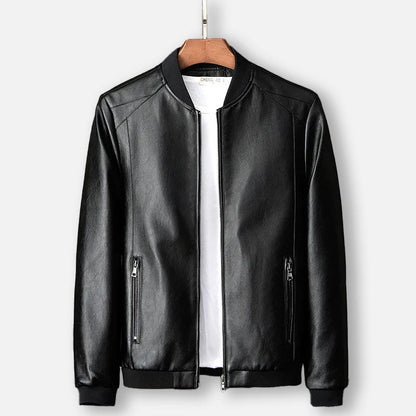 Chaqueta Hombre de Cuero con Cremallera Ajuste Clasico