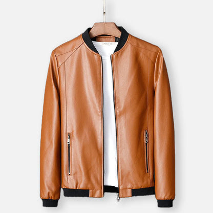 Chaqueta Hombre de Cuero con Cremallera Ajuste Clasico