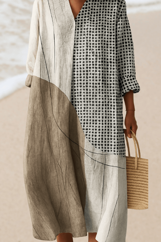 Vestido maxi mujer de tela ligera estilo clásico - Mavetta