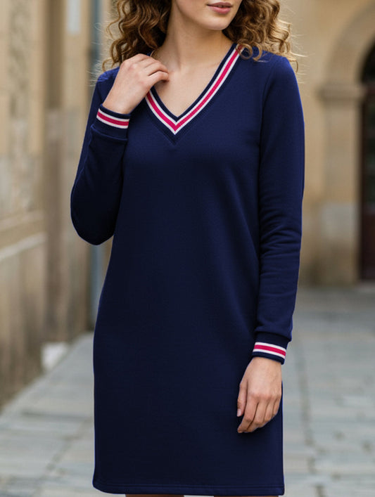 Vestido mujer casual Manga larga Cuello en V - Mavetta