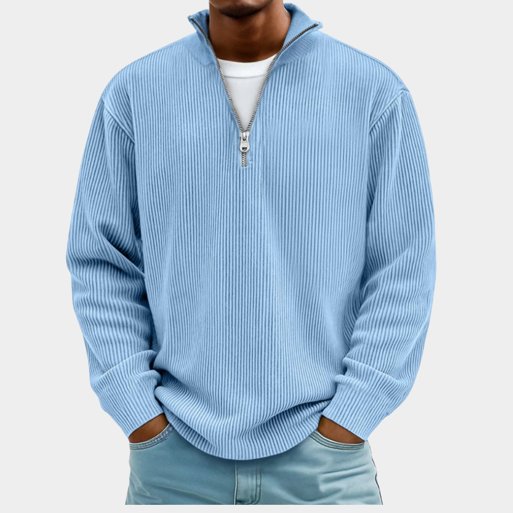 Suéter hombre tejido acanalado media cremallera estilo cómodo - Mavetta