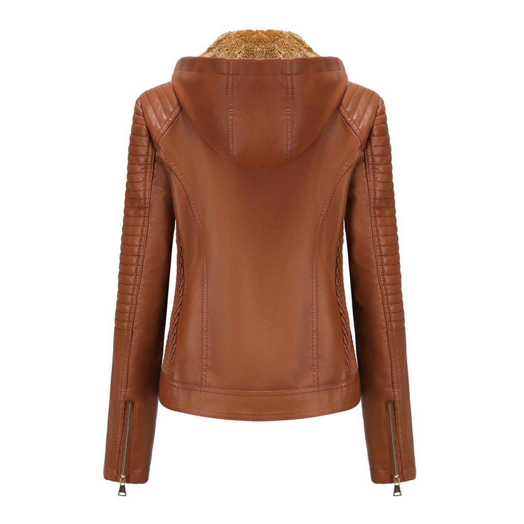 Chaqueta Mujer de Cuero Versátil Corte Ajustado