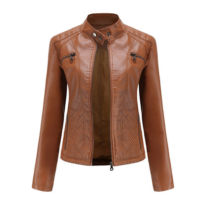 Chaqueta Biker Mujer de Cuero con Cremallera Clásica