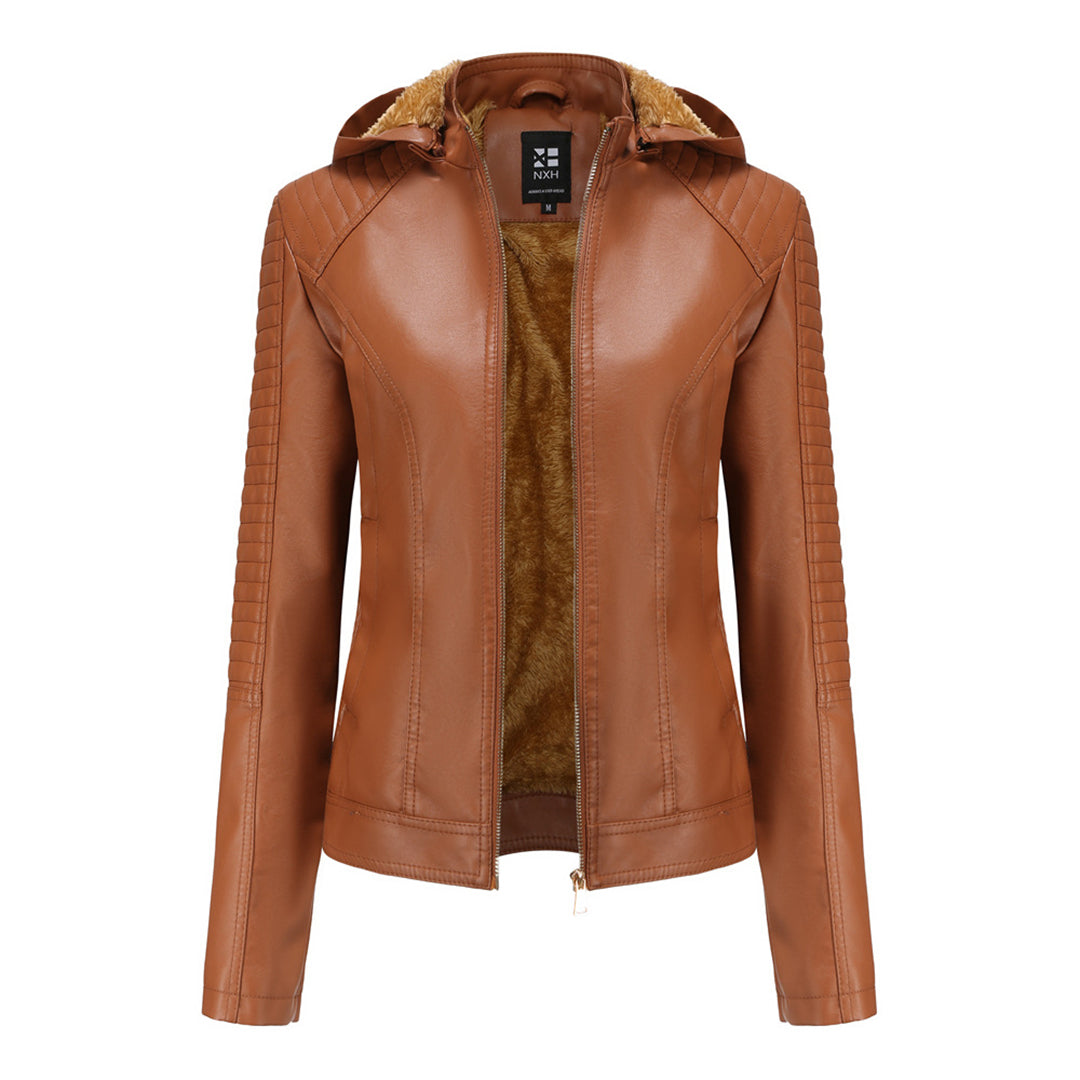 Chaqueta Mujer de Cuero Versátil Corte Ajustado