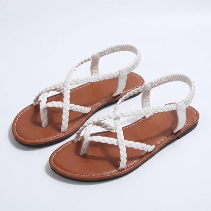 Sandalias Planas Mujer Tiras Trenzadas Diseño Cruzado - Mavetta