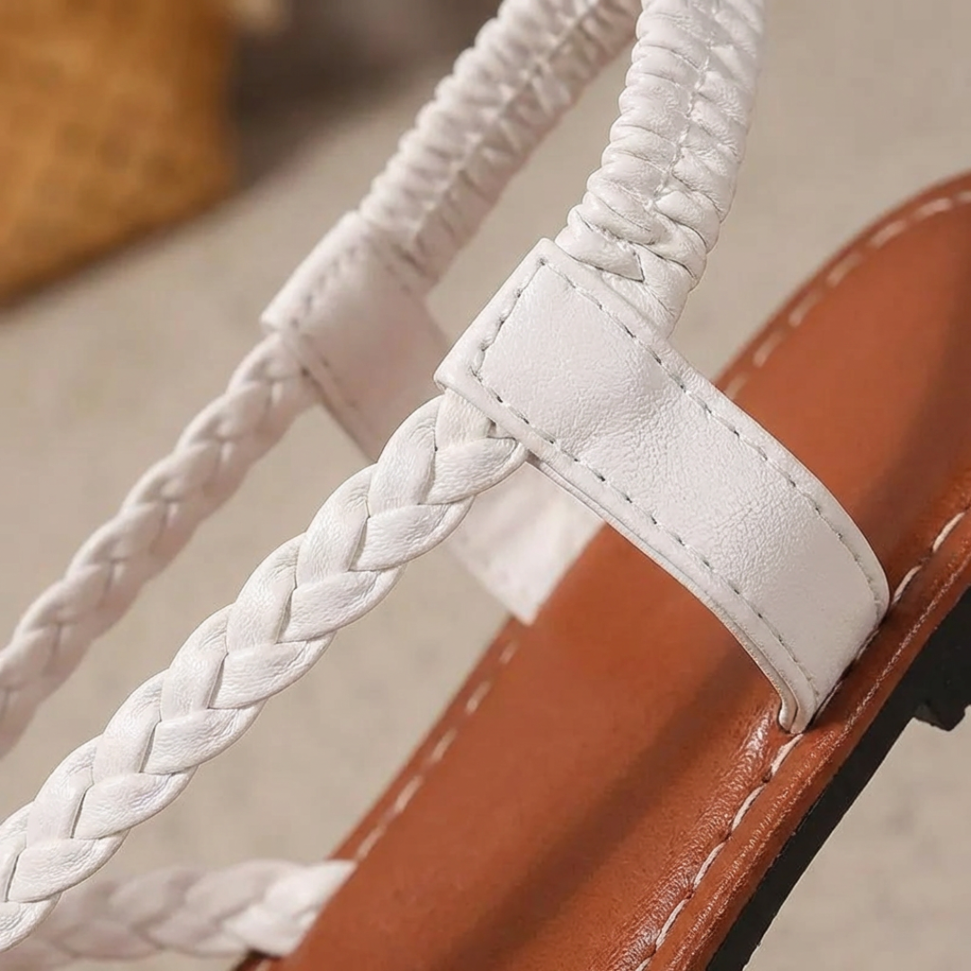 Sandalias Planas Mujer Tiras Trenzadas Diseño Cruzado