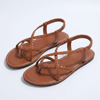 Sandalias Planas Mujer Tiras Trenzadas Diseño Cruzado