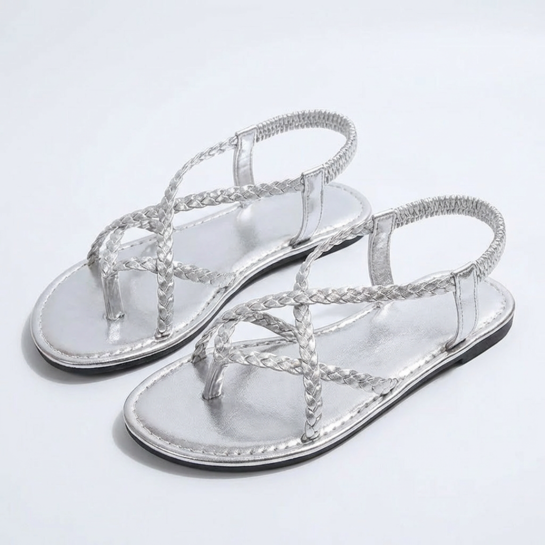 Sandalias Planas Mujer Tiras Trenzadas Diseño Cruzado