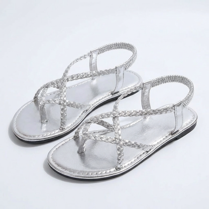Sandalias Planas Mujer Tiras Trenzadas Diseño Cruzado