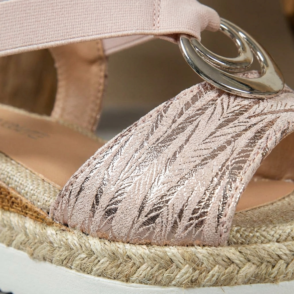 Sandalias Plataforma Mujer de Esparto con Tira en T