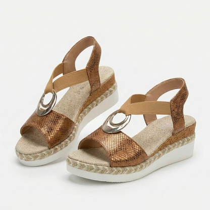 Sandalias Plataforma Mujer de Esparto con Tira en T
