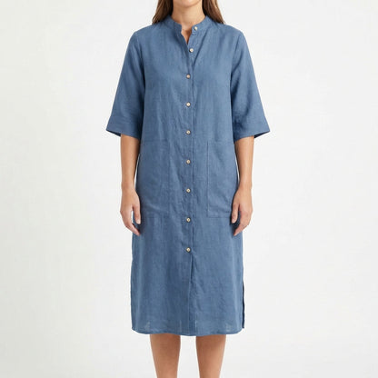 Vestido Camisero Midi Mujer Algodón Casual