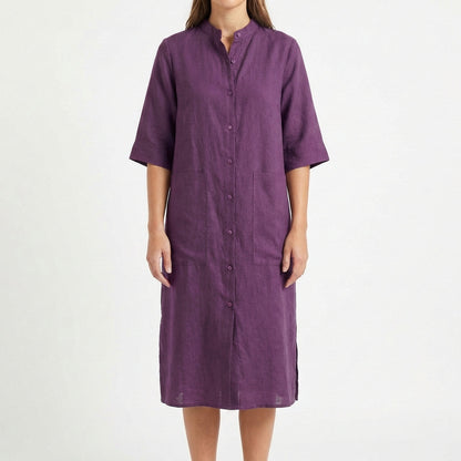 Vestido Camisero Midi Mujer Algodón Casual