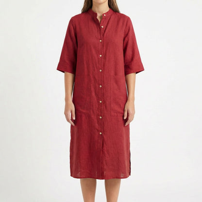 Vestido Camisero Midi Mujer Algodón Casual