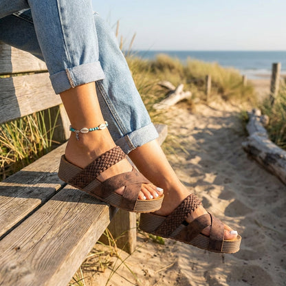 Sandalias Plataforma Mujer Tiras Cruzadas