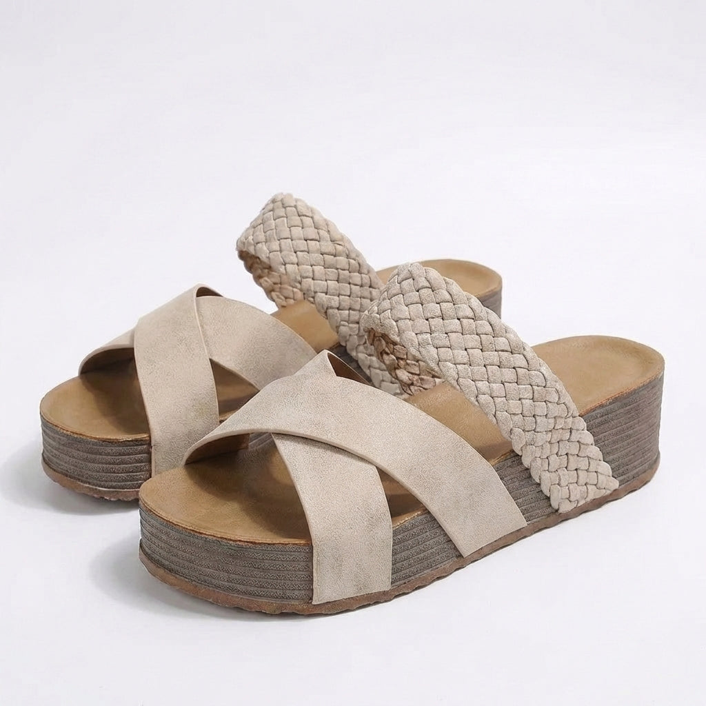 Sandalias Plataforma Mujer Tiras Cruzadas
