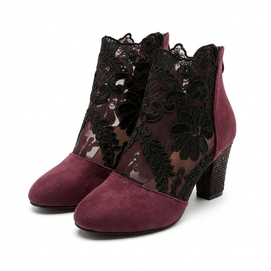 Botines Mujer de Encaje Tacón Ancho - Mavetta