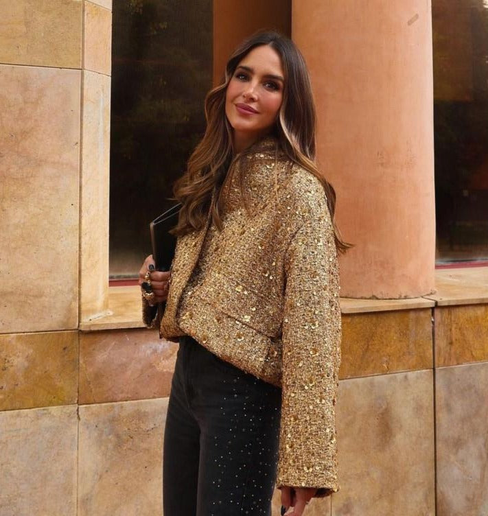 Blazer Mujer con Destellos Ajuste Refinado