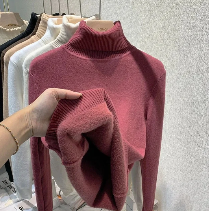 Suéter Mujer Cuello Alto Terciopelo Interior Suave