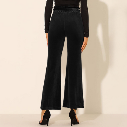 Pantalones Mujer Algodón Cintura Alta Elásticos con Bolsillos