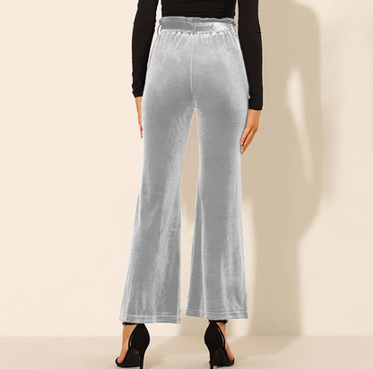 Pantalones Mujer Algodón Cintura Alta Elásticos con Bolsillos