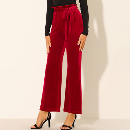Pantalones Mujer Algodón Cintura Alta Elásticos con Bolsillos