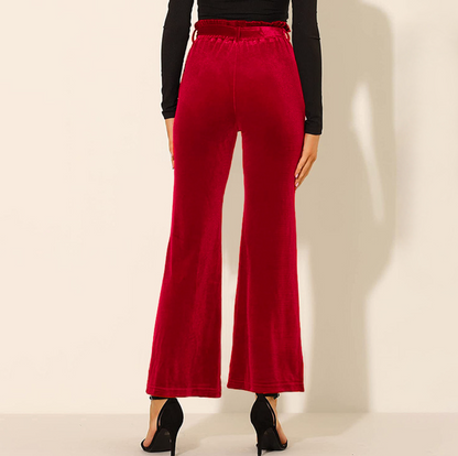 Pantalones Mujer Algodón Cintura Alta Elásticos con Bolsillos
