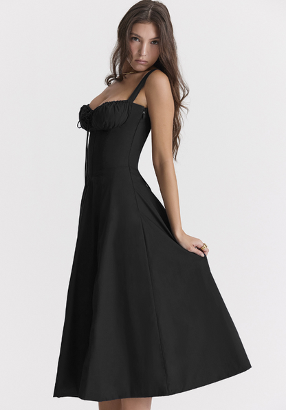 Vestido Midi Mujer de Corsé Ajustado Tirantes Primavera Verano