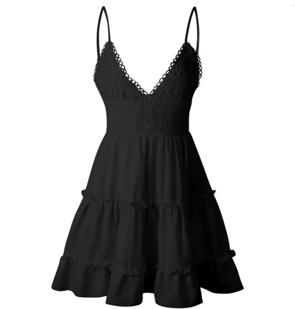 Vestido Corto Mujer Playa Tirantes Lazo Espalda Veraniego