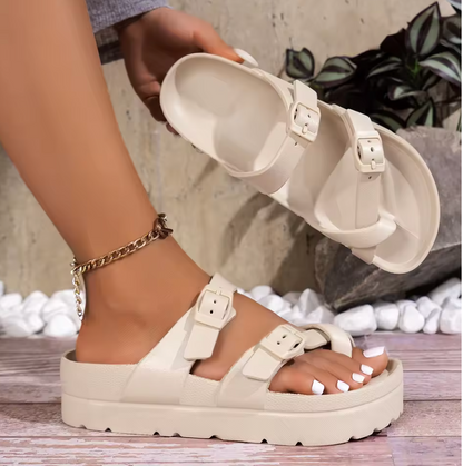 Sandalias ortopédicas mujer con doble hebilla confort