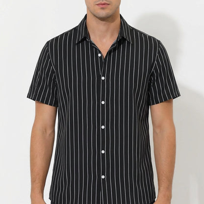 Camisa Hombre Algodón Cuello Cubano Manga Corta Casual