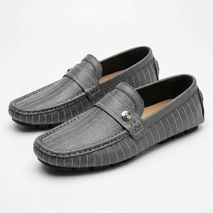 Mocasines Hombre de Piel Costuras Contrastadas Botón Decorativo - Mavetta