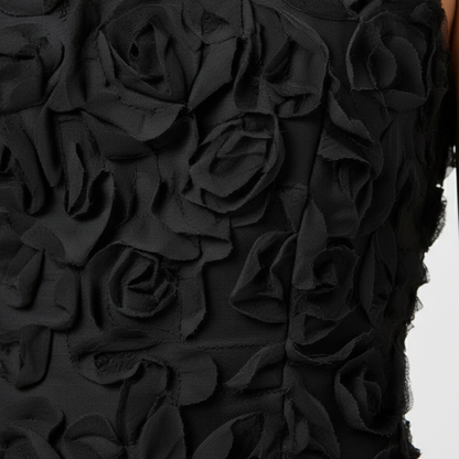 Vestido Corto Mujer Relieve Floral 3D Escote Cuadrado Tirantes