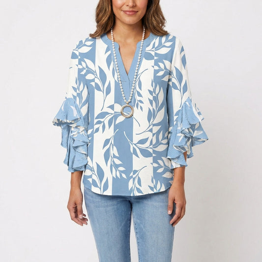 Blusa Mujer Estampada Manga Volante Estilo Boho - Mavetta