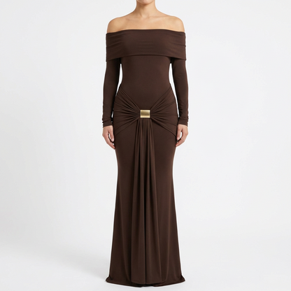 Vestido Fiesta Mujer Hombros Descubiertos Detalle Anudado