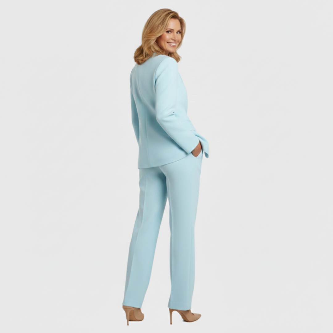 Conjunto Mujer Traje Formal Blazer Estructurado Pantalón Recto